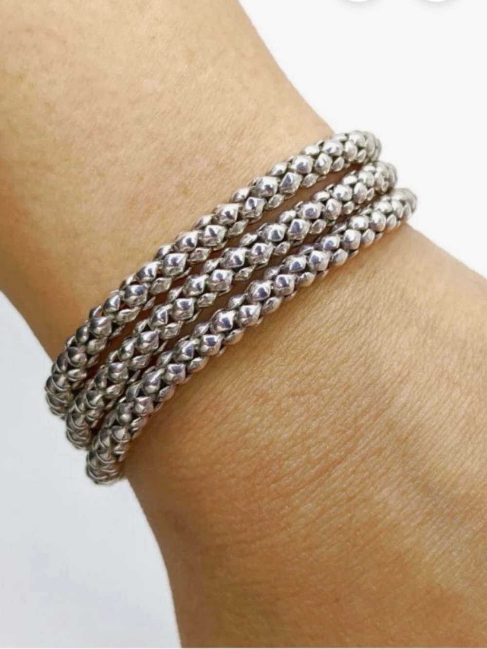Vintage Silpada Sterling  Silver (43g) Multi-Strand Popcorn Beaded Bracelet